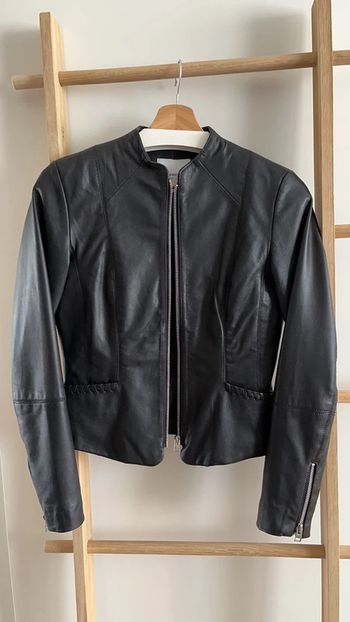 Veste Cuir Noir Mango XS