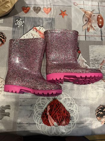 Bottes de pluie rose paillettes neuve taille 29