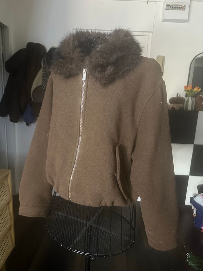 Manteau veste fourrure marron Zara