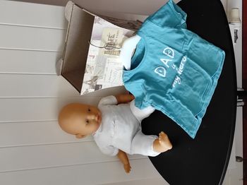 T-shirt bébé garçon 18 mois (étiquette 24m) turquoise et blanc