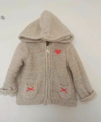 Gilet épais très chaud bébé chaud 9 mois capuche orchestra hiver crème beige épais zip