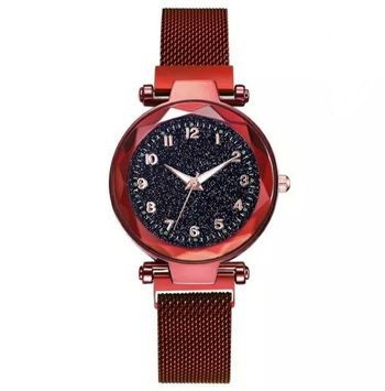 Montre bracelet magnétique rouge