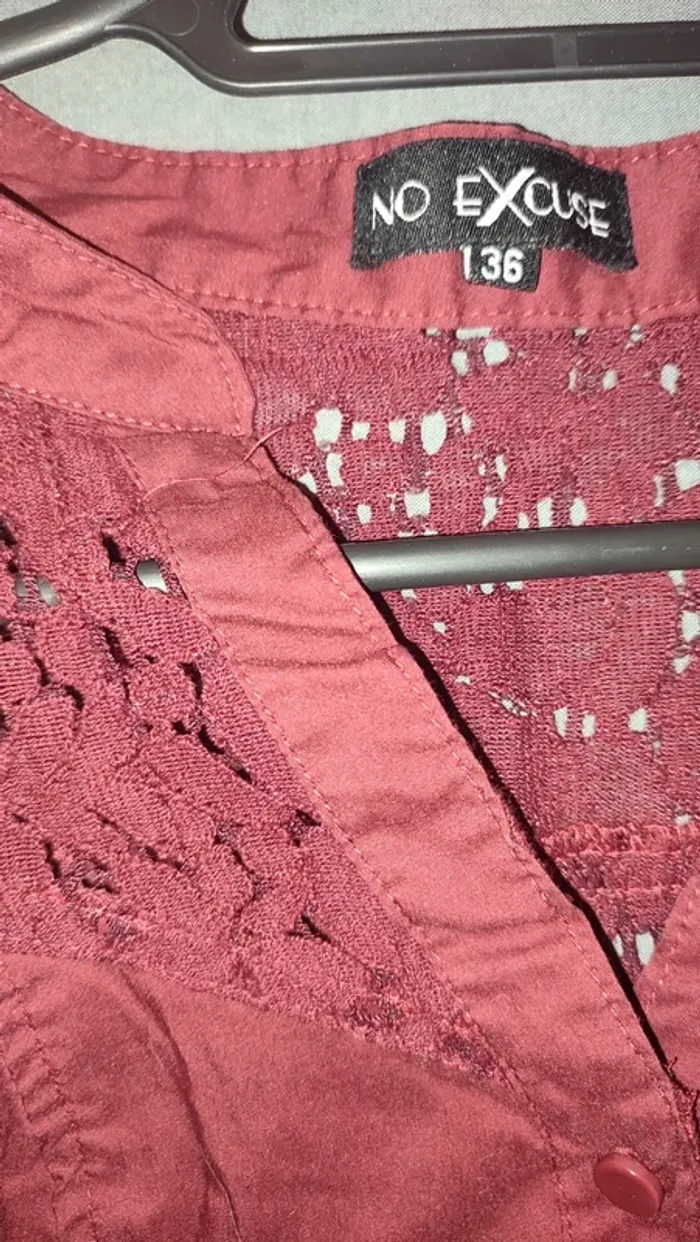 Chemise bordeau dentelle No Excuse - photo numéro 3