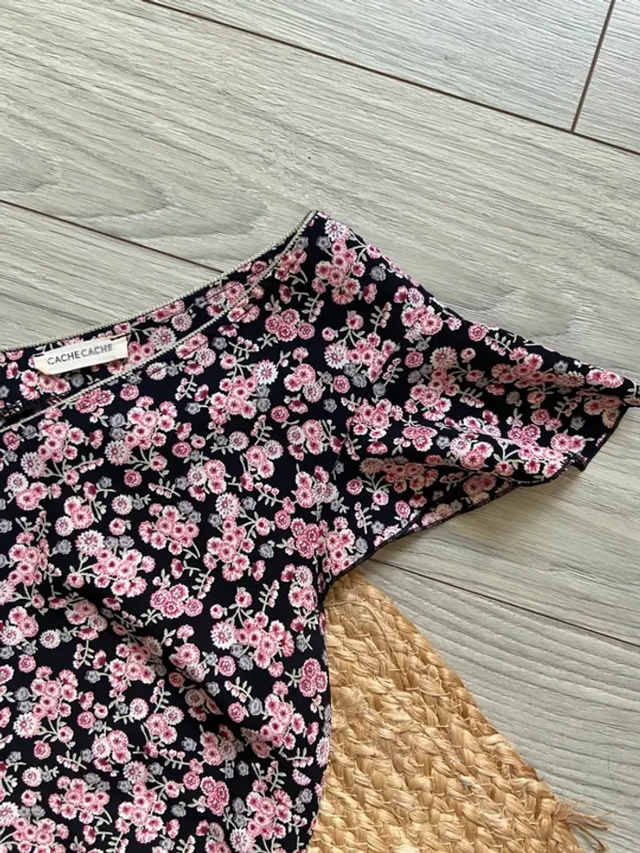 🌸 Robe fleurie noire et rose - Taille 38 🌸 - photo numéro 5