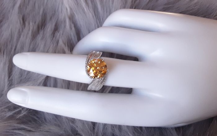 Bague mariage fiançailles anniversaire gravée Au750 Moissanite 9mm 3carats cadeau pour elle - photo numéro 9