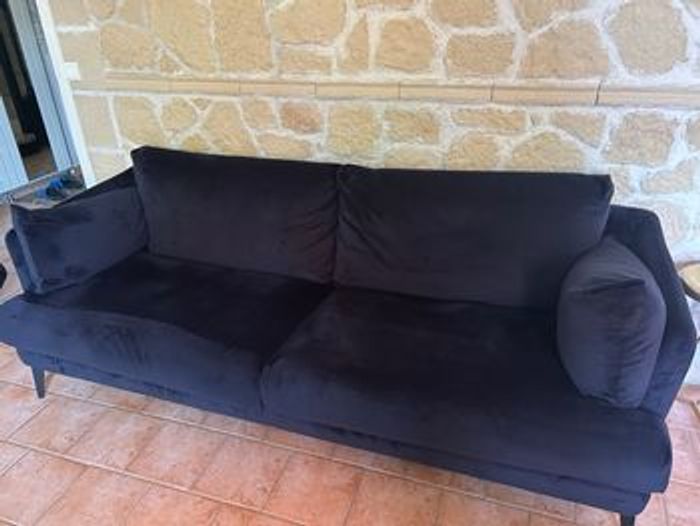 Canapé en velours bleu marine - photo numéro 2