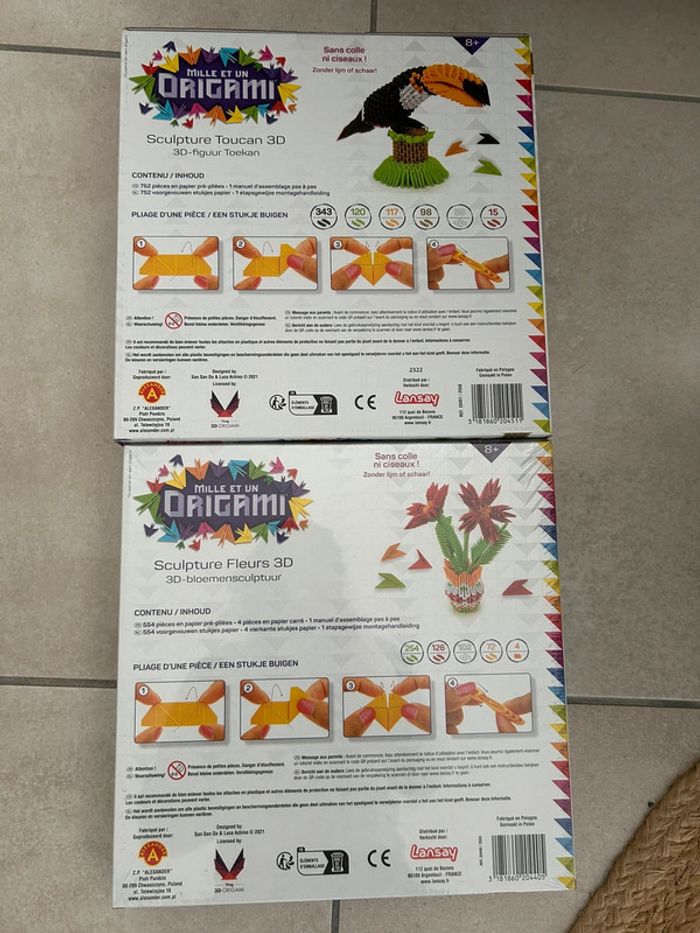 Origami toucan et fleurs neufs - photo numéro 2