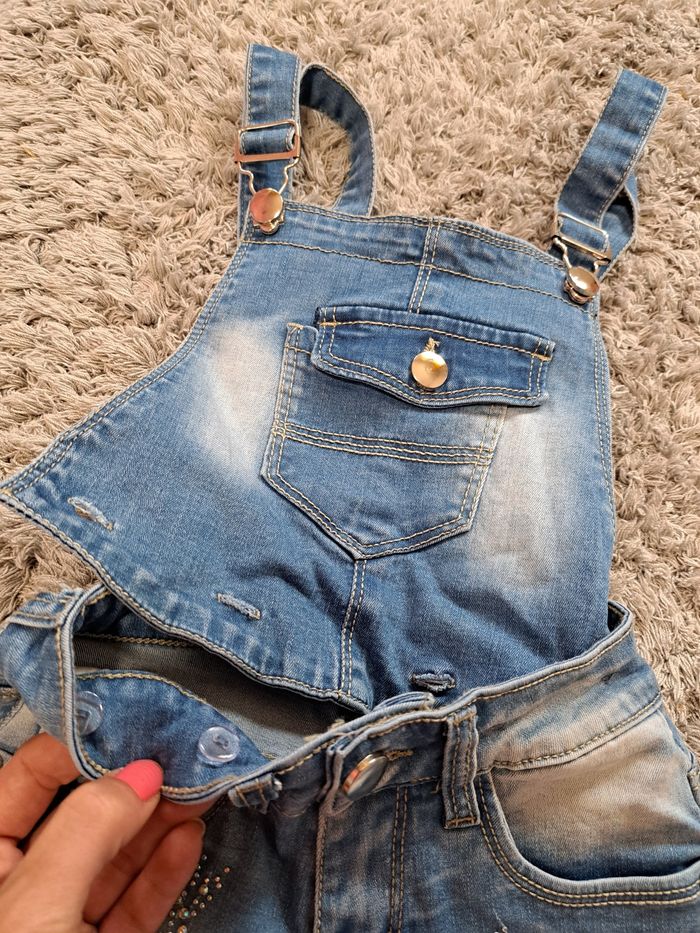 Salopette courte en jean fille 4 ans - photo numéro 2