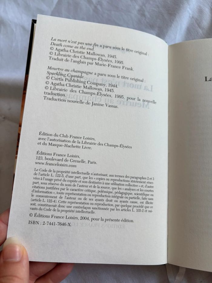Livre Agatha Christie Double roman La mort n’est pas une fin Meurtre au champagne 00s - photo numéro 9