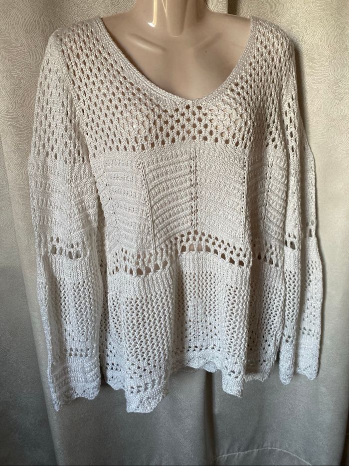 Pull blanc tricot crochet 46 Bodyflirt