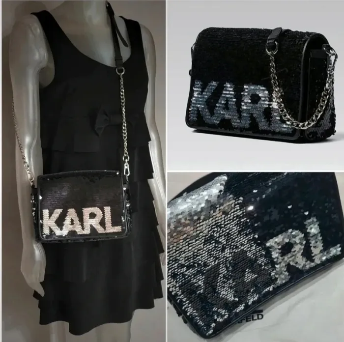 Sac en cuir et sequins réversibles. Bandoulière amovible. Karl Lagerfeld authentique. Neuf 🥰 - photo numéro 6