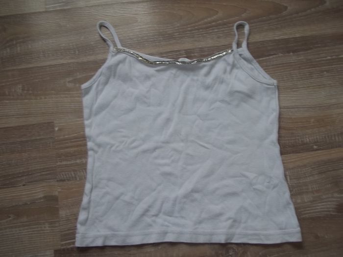 Caraco blanc ligne sequins argentés 12 ans