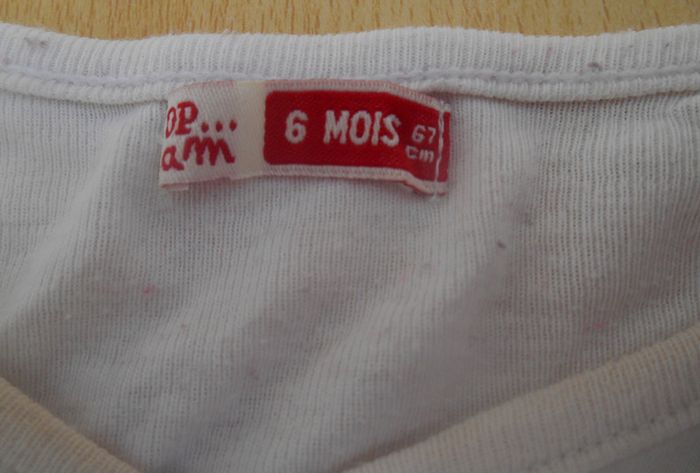 Body garçon/fille 6 mois blanc manches longues DPAM - photo numéro 2