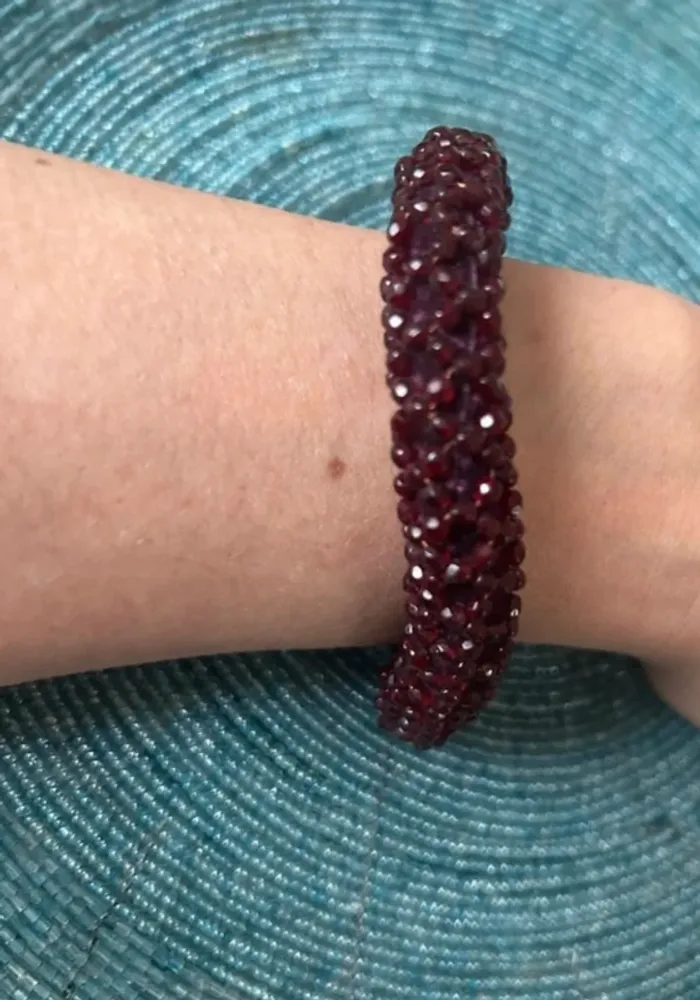 Bracelet perles, brillant, grenat, femme, vintage - photo numéro 3