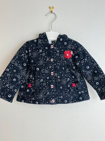 Manteau chaud bébé bleu marine fleuri 12 mois Terre de Marins