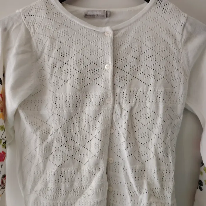 Ensemble robe + gilet blanc fleuri CAtimini 10 ans - photo numéro 6