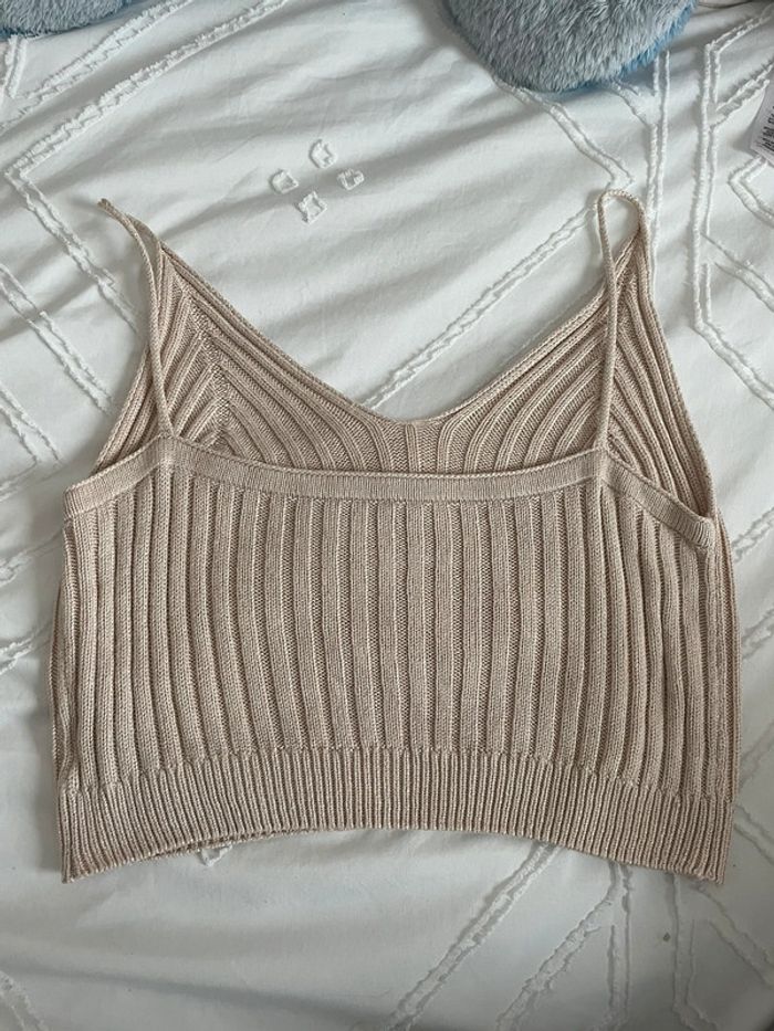 Top côtelé beige - photo numéro 4