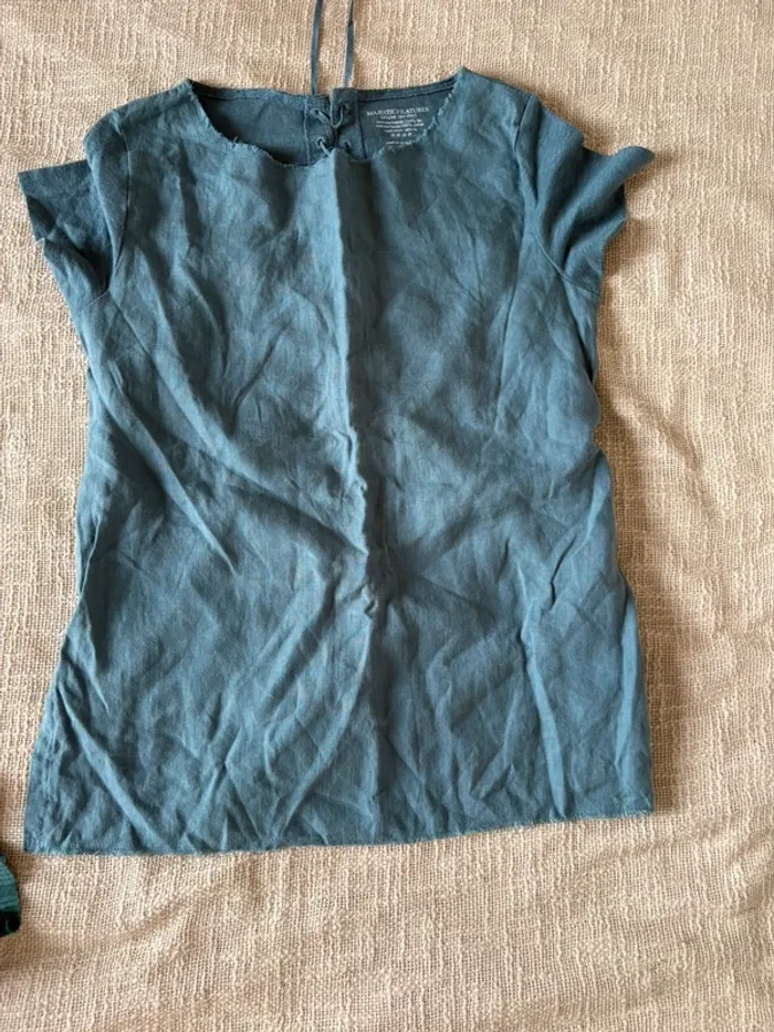 T-shirt bleu canard majestic filatures taille s