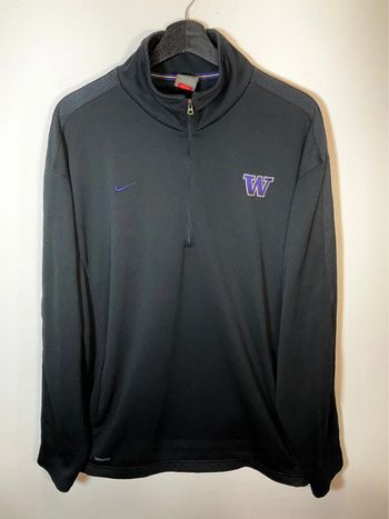 Sweat universitaire années 2000 léger 1/4zip pour homme Nike Washington Huskies noir taille XL 157