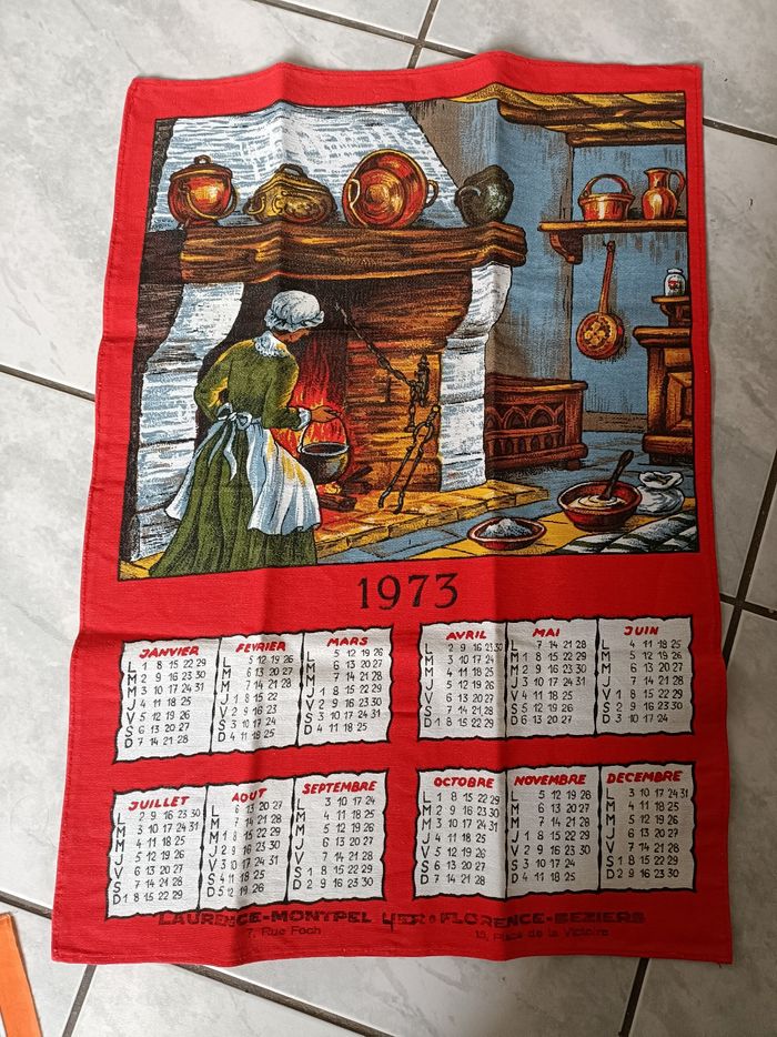 Lot de 6 torchons vintage calendrier et région - photo numéro 2
