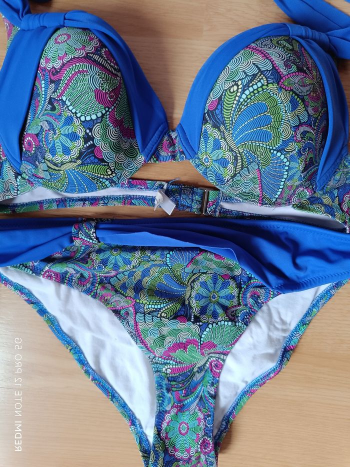 Maillot de bain bleu imprimé Rouge gorge T.40 - photo numéro 7