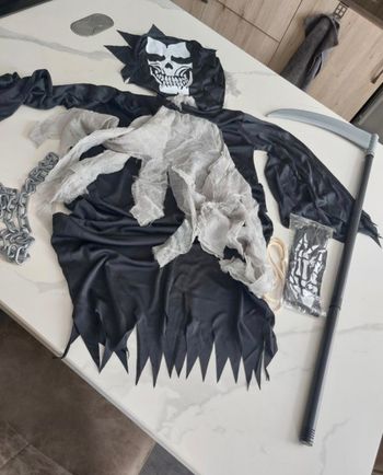 Déguisement costume enfant ado Halloween fête faucheuse squelette