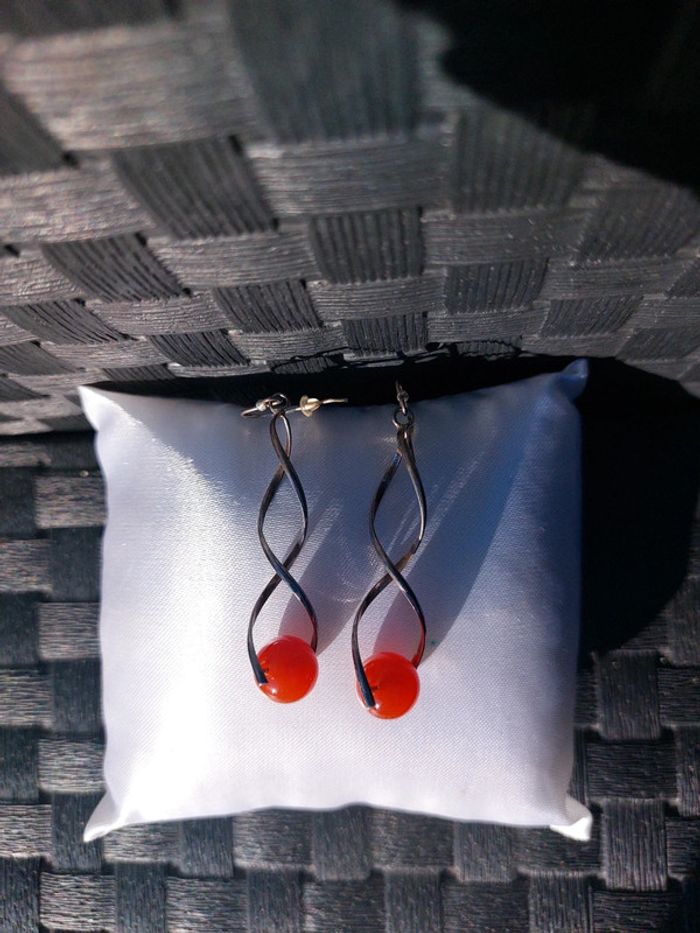 Boucles d'oreilles en argent et cornaline