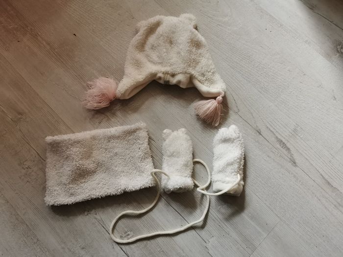 Bonnet cache cou moufle 6 a 12 mois mes petits cailloux - photo numéro 2