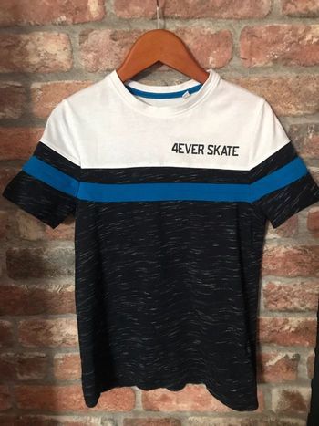 tshirt  garçon blanc bleu chiné coton