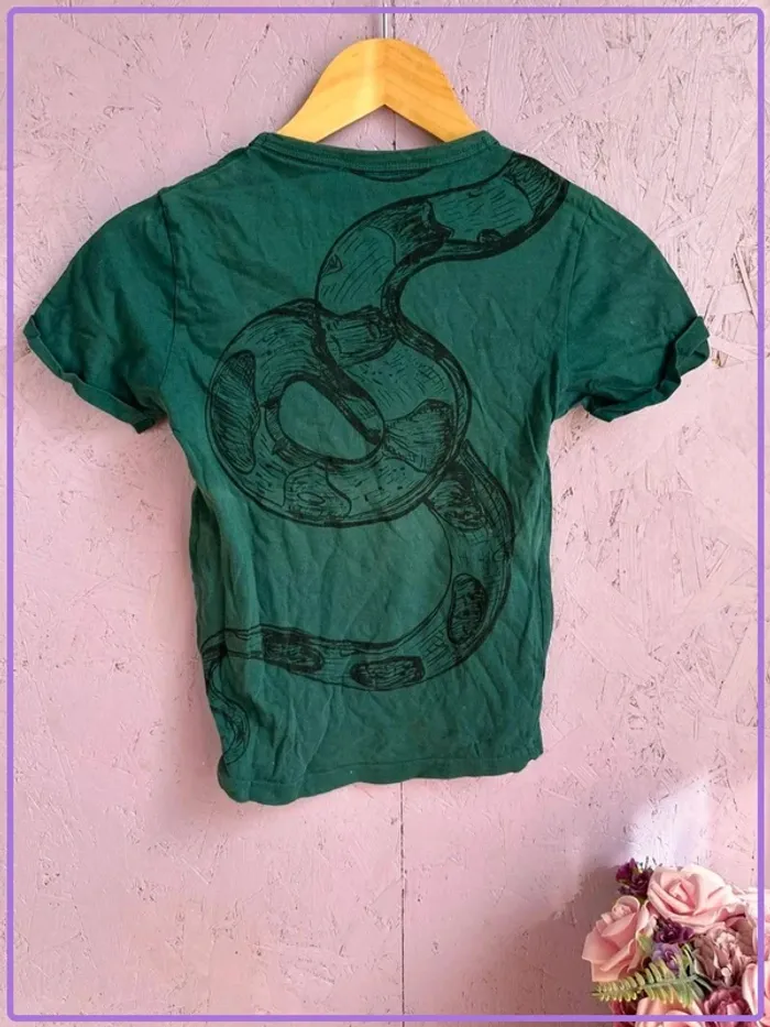 T-shirt enfant vert foncé à motif serpent - photo numéro 3