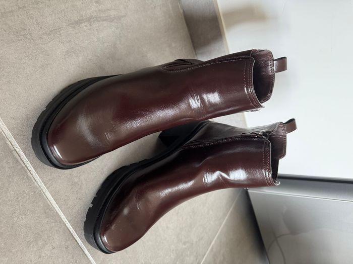 Boots à talons verni éco-conçu marron ERAM - photo numéro 4