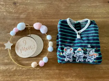 Pyjama velours manches longues - 9 mois