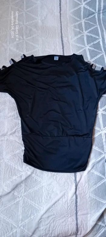 Haut soirée épaules dénudées avec strass y2k noir femme M Walk and Talk