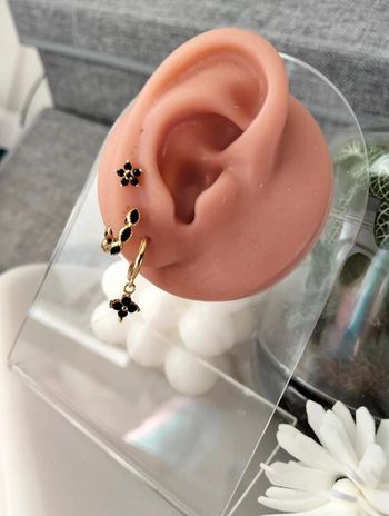 Composition MNfMNstCf de 3 paires de boucles d'oreilles en acier inoxydable noire et dorée