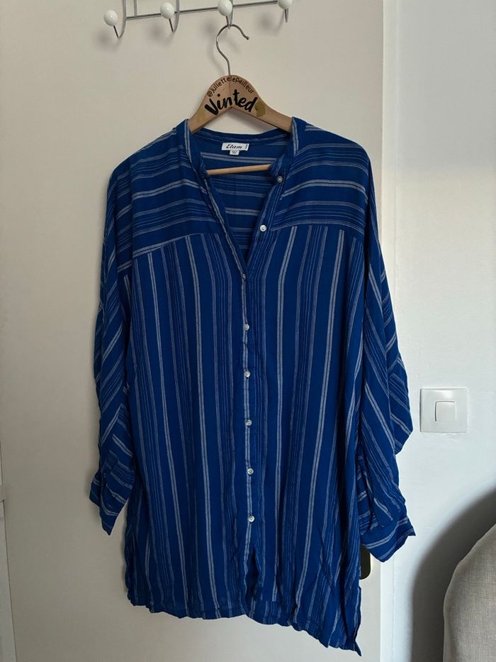 Chemise de nuit bleue à rayures Etam Taille S - photo numéro 1
