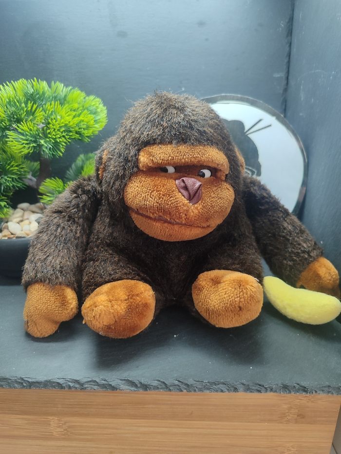 peluche Plush singe vintage marron banane cp colmar scratch Brun Gorille PE0306