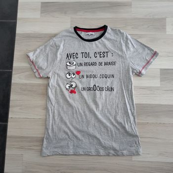 T-shirt homme gris à motifs imprimés La Halle taille L