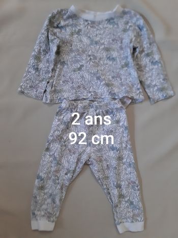 pyjama léger coton 2 pièces fille - motifs végétaux - 2 ans - 92 cm