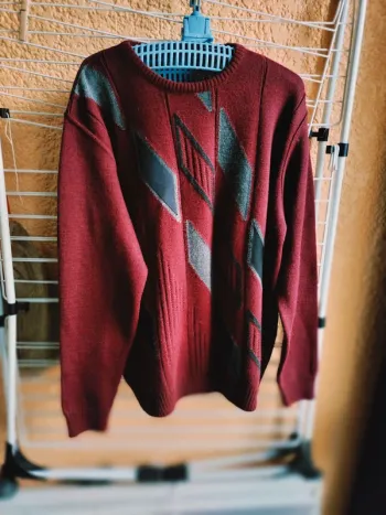 Pull homme T 4 en laine bordeaux