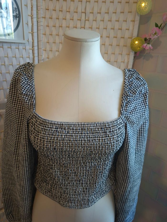 🖤 joli top Gingham à manches bouffantes BZB femme TL / 40 🖤 - photo numéro 3