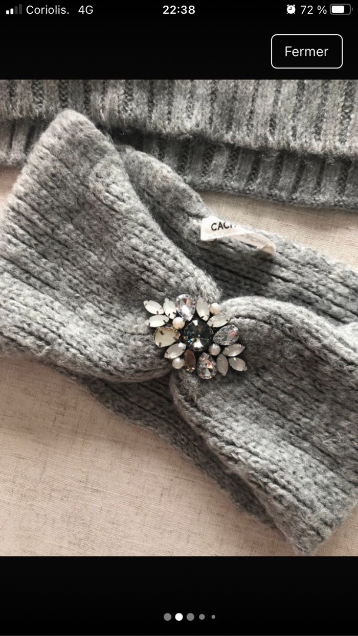 Echarpe + bandeau gris + strass - photo numéro 2