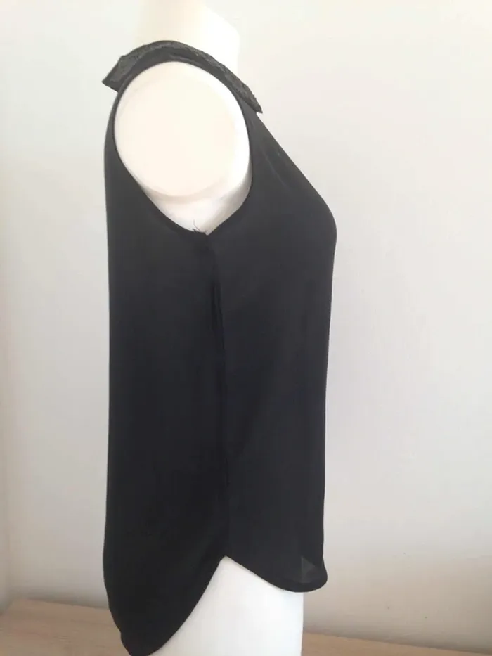 Débardeur blouse sans manches col claudine bijoux perles S 36 Kiabi - photo numéro 6
