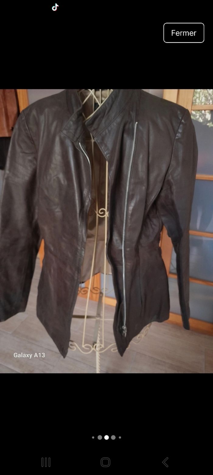 Veste mi longue en cuir T38 - photo numéro 4