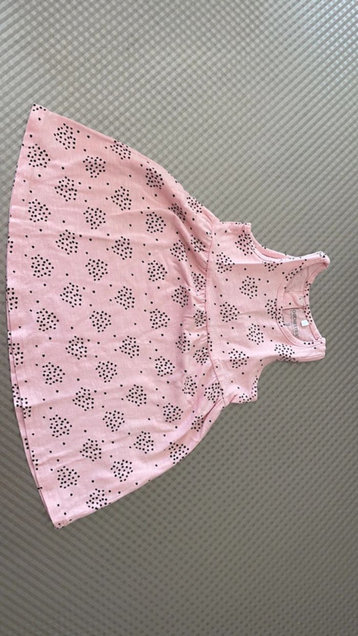 Robe d été rose à motif noir 9 mois