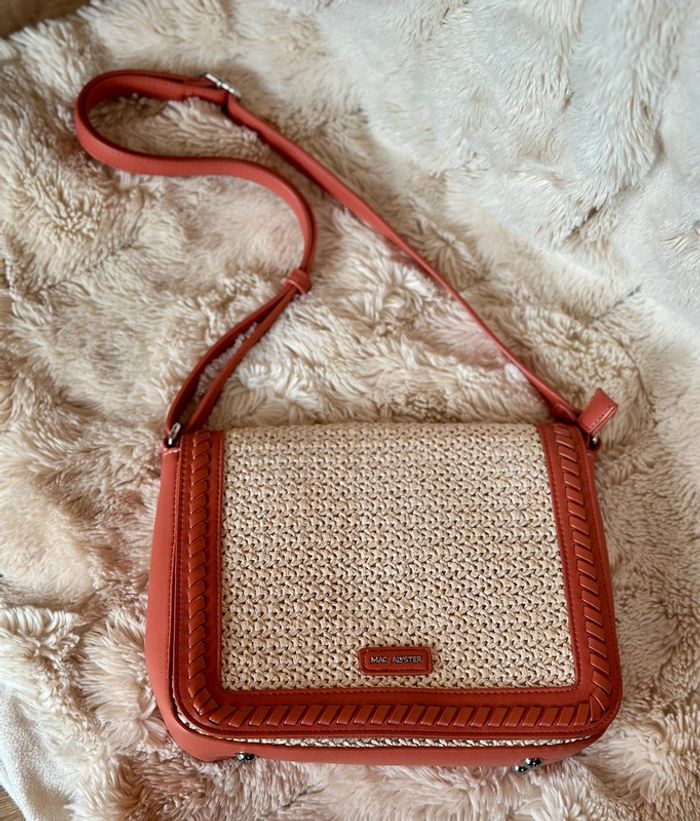 Sac bandoulière tressé simili cuir terracotta Mac Alyster neuf