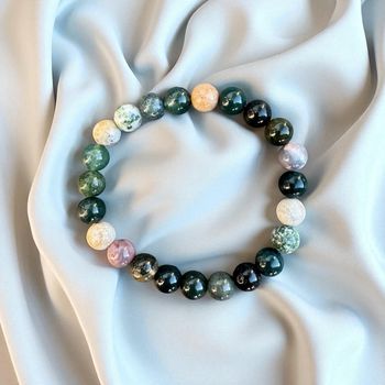 Bracelet en pierre naturelle 8mm – Agate mousse – Neuf jamais porté