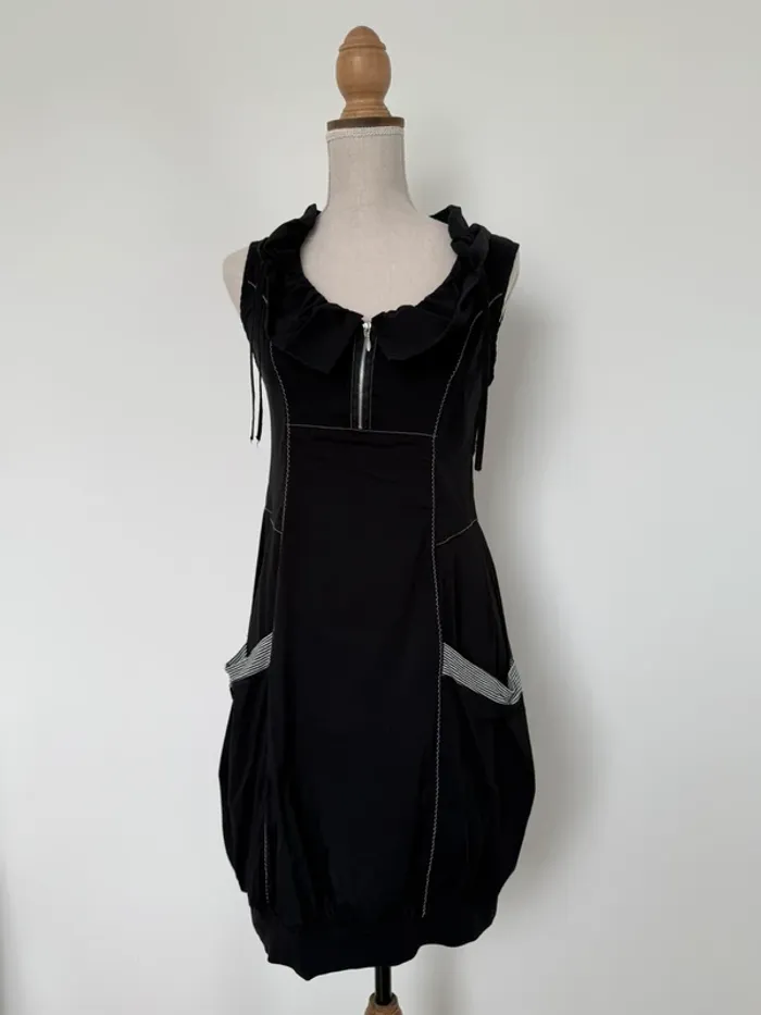 Robe bretelles tunique noir neuf Kleid dress Vestido Vestito jurk jumpsuit femme woman