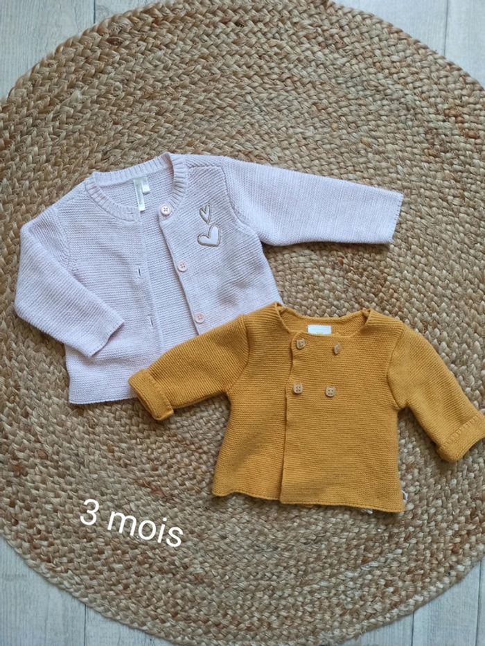 Lot de 2 gilet taille 3 mois