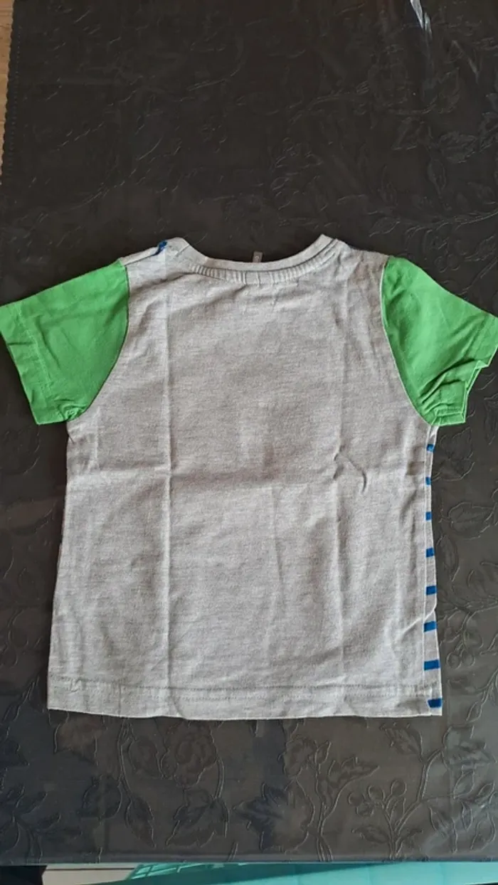 💚T-shirt garçon Cool Pirate – rayé bleu/vert – fun & confortable – 2 ans - photo numéro 3
