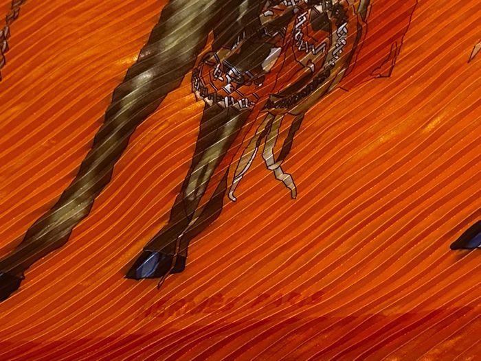 Foulard plissé vintage 100 Jade douche% Silk orange orange hermès - photo numéro 6